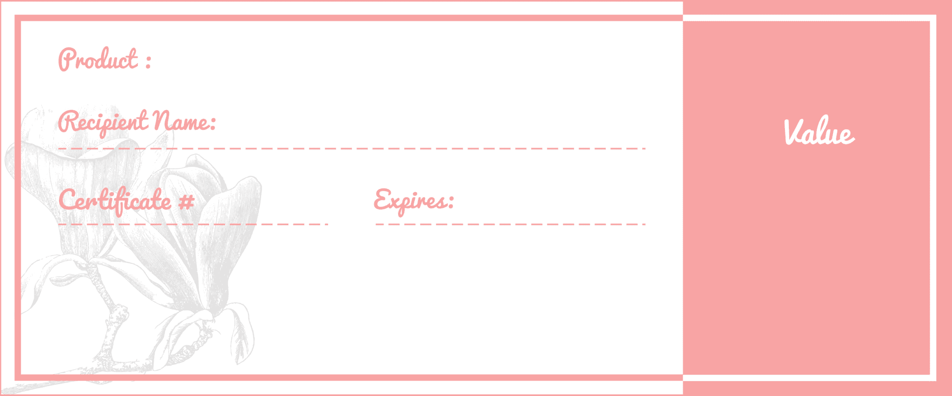 A pink and white card with the word " expires ".