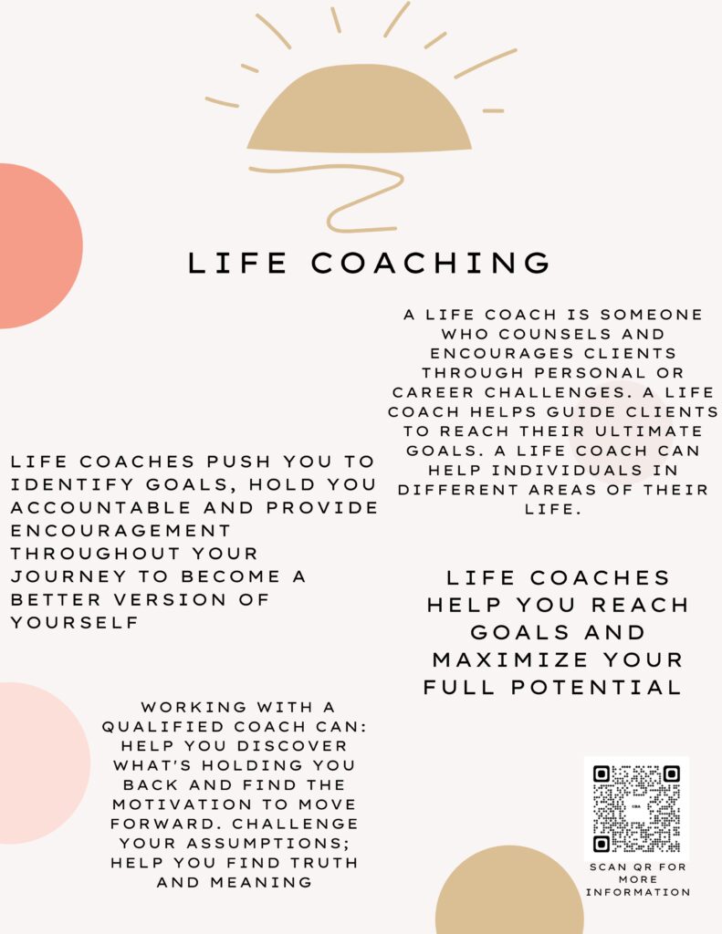 Life coaching flyer with abstract sun graphic