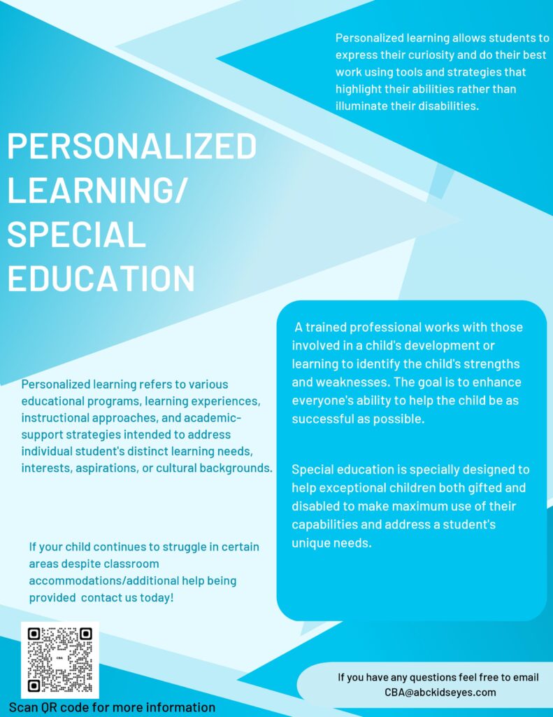 Blue personalized learning and special education flyer