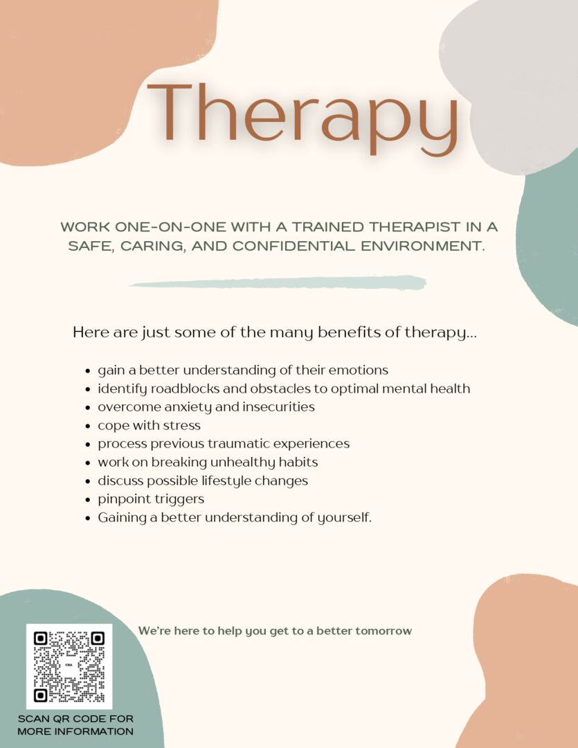 A poster with the words " therapy " on it.